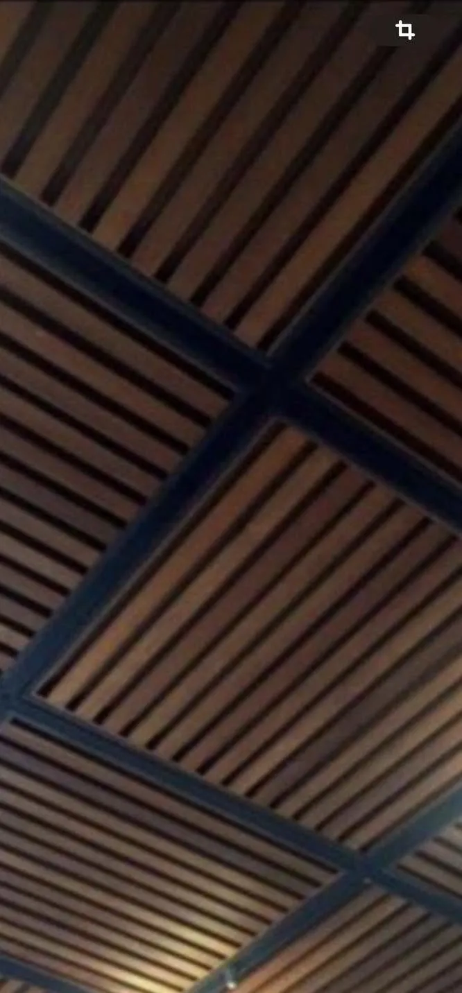 Plafón de madera con iluminación